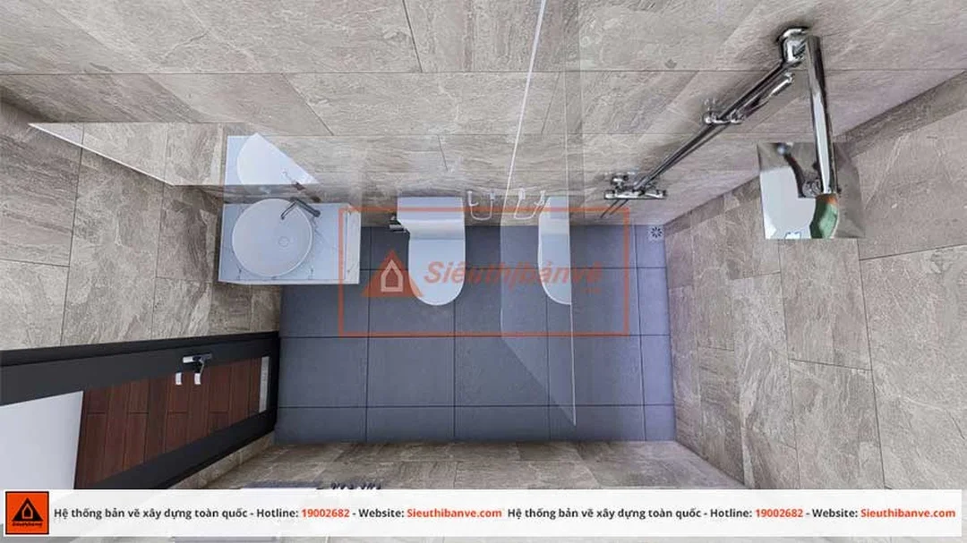 Bản vẽ nhà 5x10m khu vệ sinh cần tính thông gió và trục kỹ thuật