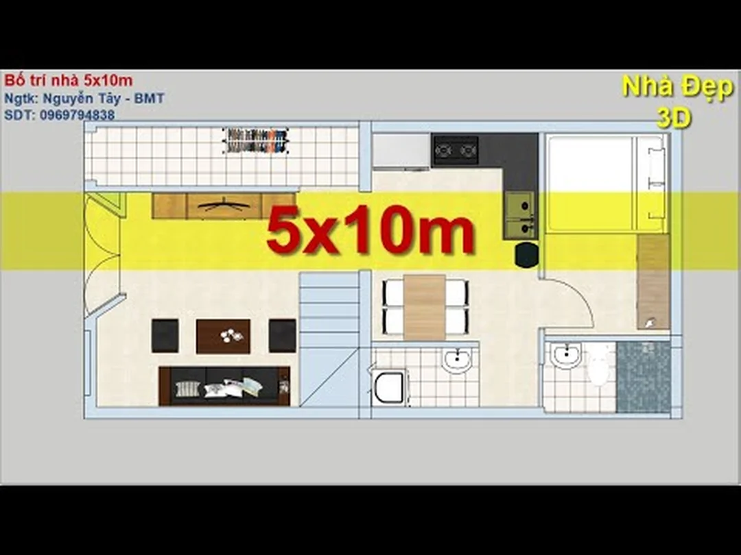 Bản vẽ nhà 5x10m phối cảnh video tham khảo mặt tiền nhà phố