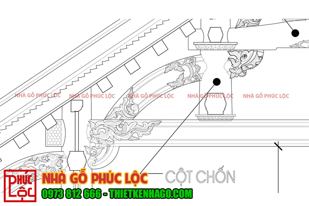 bản vẽ nhà gỗ 3 gian chi tiết kẻ ngồi và liên kết gỗ