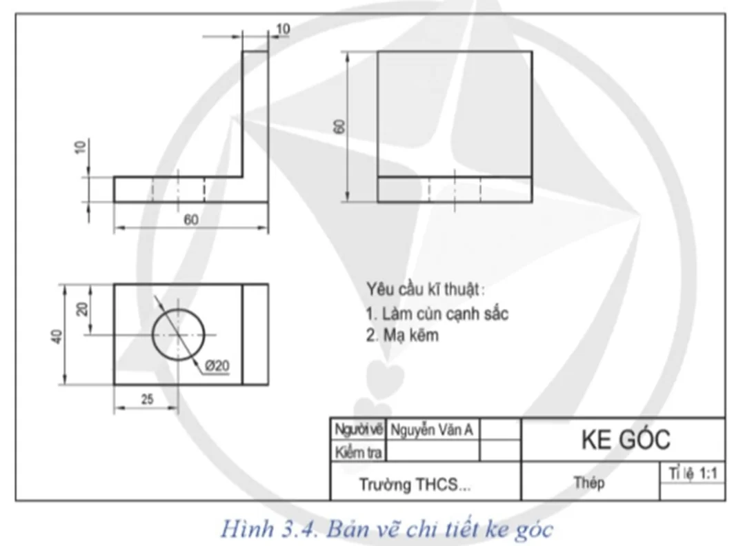 đọc bản vẽ chi tiết theo trình tự khung tên hình biểu diễn kích thước