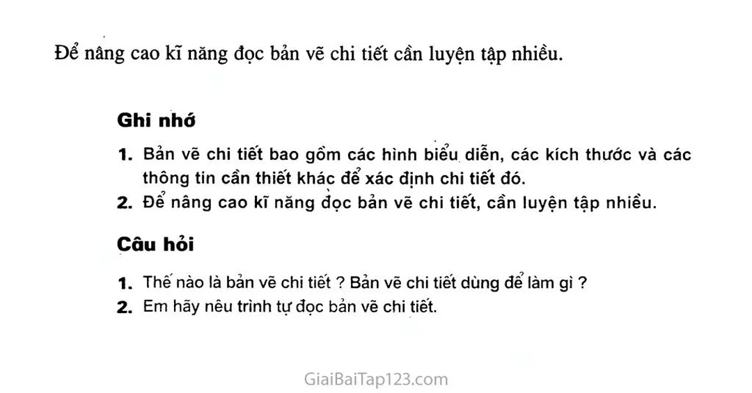 Bản vẽ chi tiết gối đỡ dùng để luyện đọc nêu trình tự đọc bản vẽ chi tiết qua bản vẽ gối đỡ