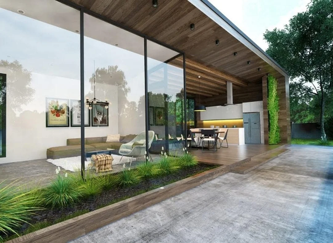 phong thủy nhà với lối vào thông thoáng và cây xanh