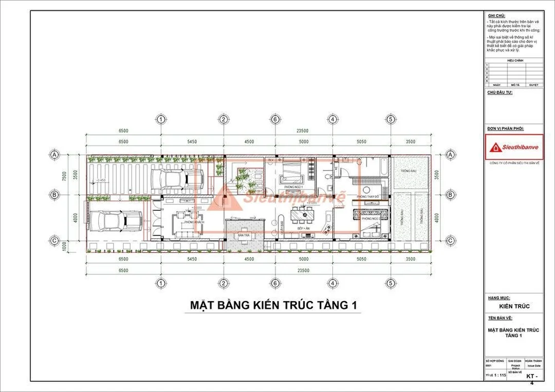 trong bản vẽ nhà mặt bằng thể hiện nhà phố hai tầng và cách chia công năng