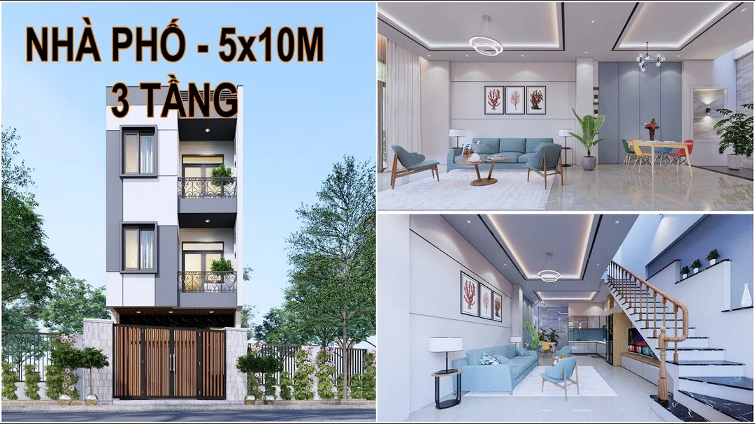 Video tham khảo mẫu nhà phố 5x10m 3 tầng