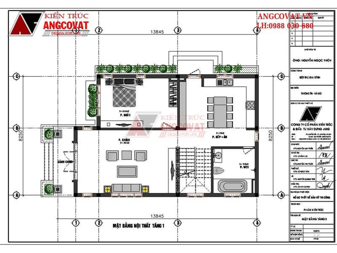 bản vẽ nhà 1 trệt 1 lầu 5x20 - hình minh họa 3