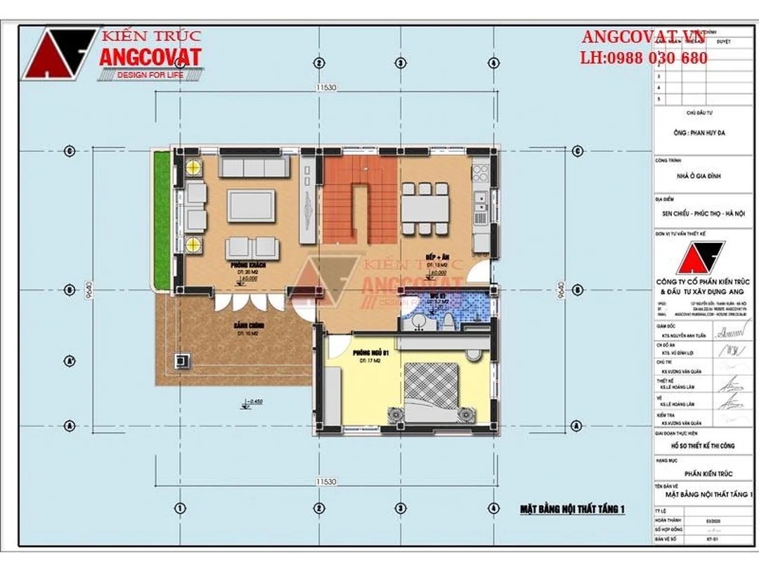bản vẽ nhà 10x10m công năng tầng 1 khoa học