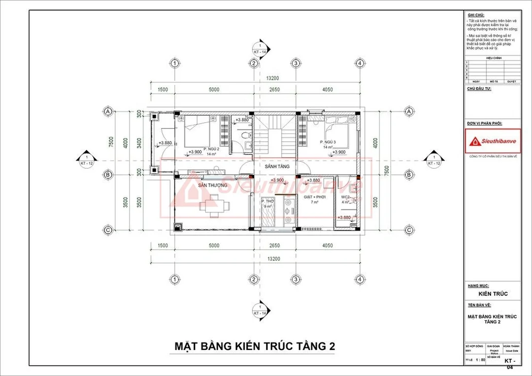 bản vẽ nhà 2 tầng 3d mặt bằng tầng 2 mái Thái