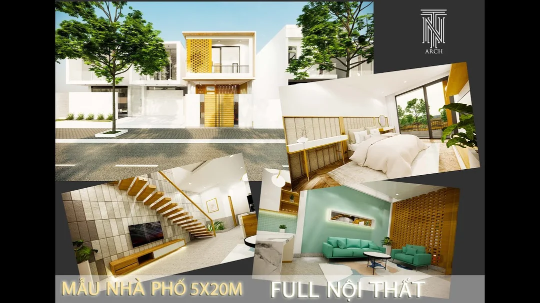 Video mẫu nhà phố 1 trệt 1 lầu 5x20 hiện đại